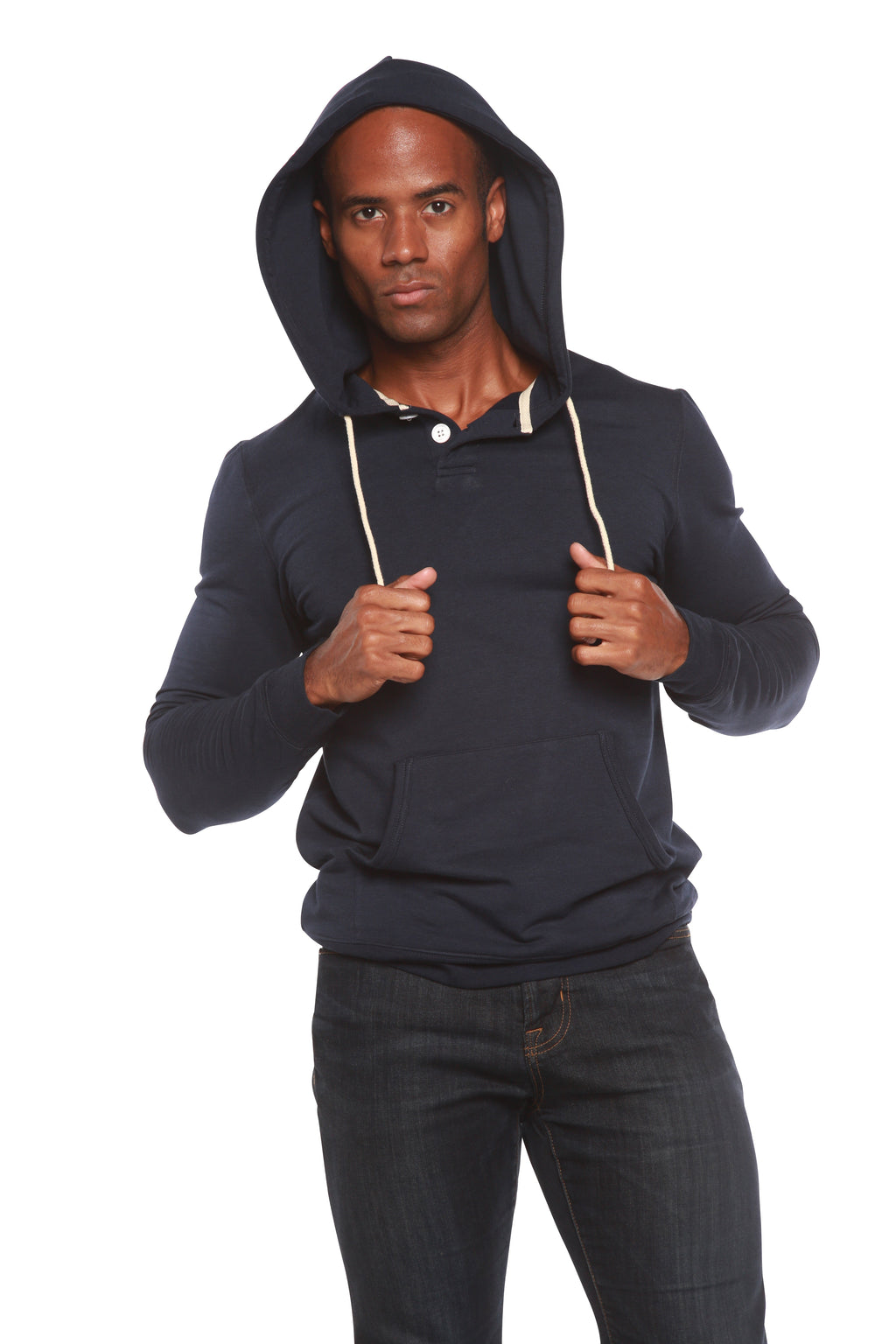 Spun Bamboo Men's Henley Style Bamboo Viscose Fleece Hoodie — alternative angle