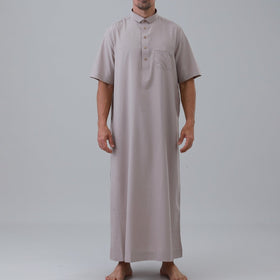 Men's Solid Color Thobe with Button Placket (MT038)