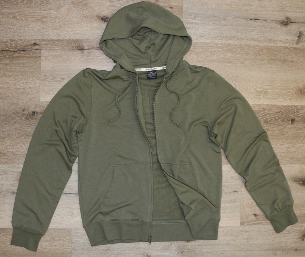 Spun Bamboo Men's Eco-Smart Full-Zip Bamboo Viscose Hoodie — lifestyle context