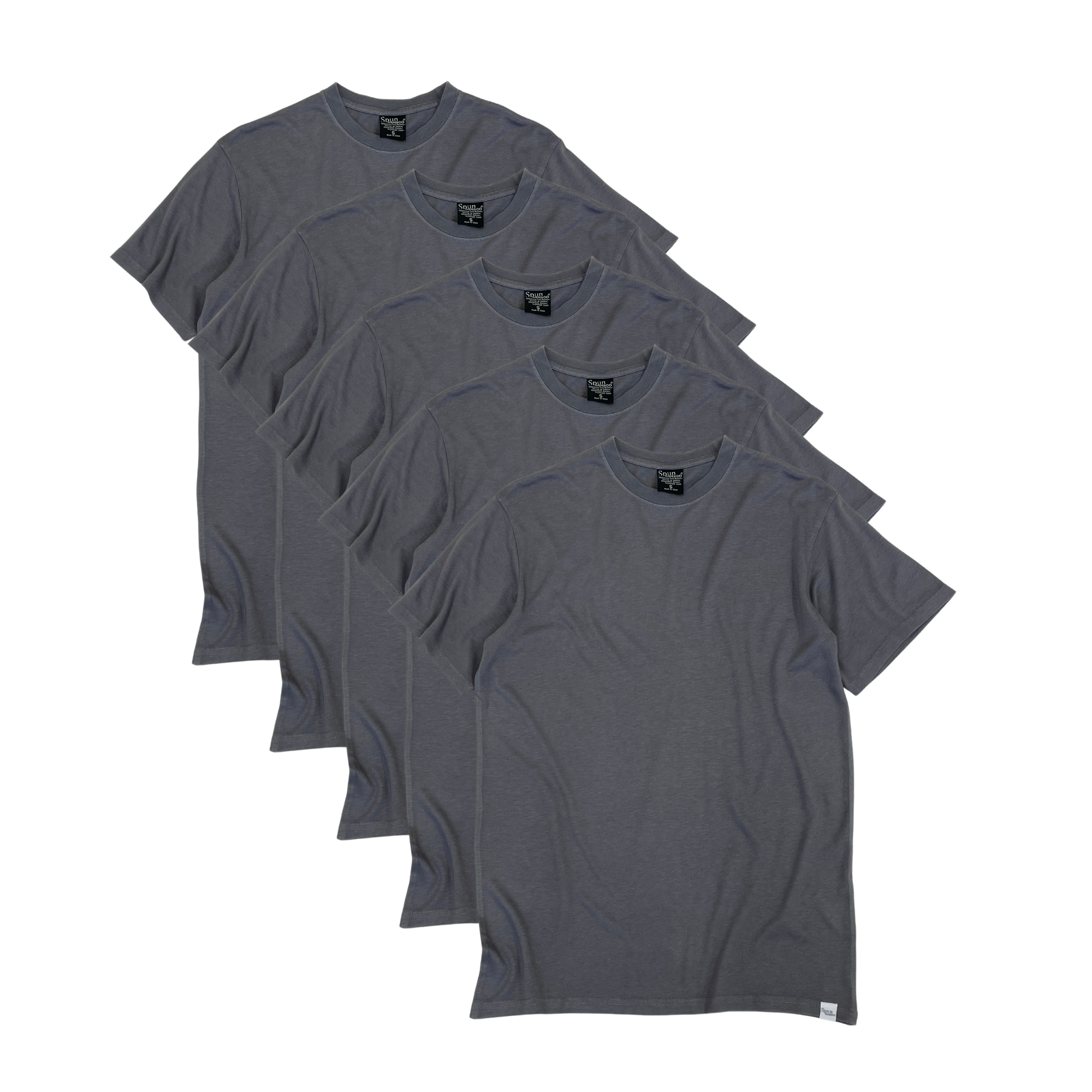 Spun Bamboo Men's Bamboo Viscose/Organic Cotton Short Sleeve T-Shirt Charcoal Grey Color - 5-Pack — main product shot