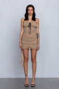 Mesh Ruched Tube Top & Mini Skirt Set Clubwear