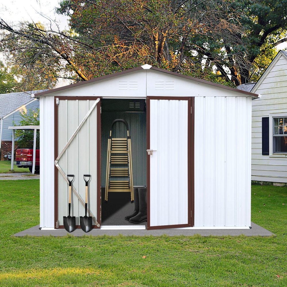 [08X10FT] Alora Premium Large White Outdoor Metal Garden Storage Shed (SAK93617) – SAKSBY WHOLESALE