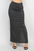 Metallic Mood High-Waist Slit Maxi Skirt