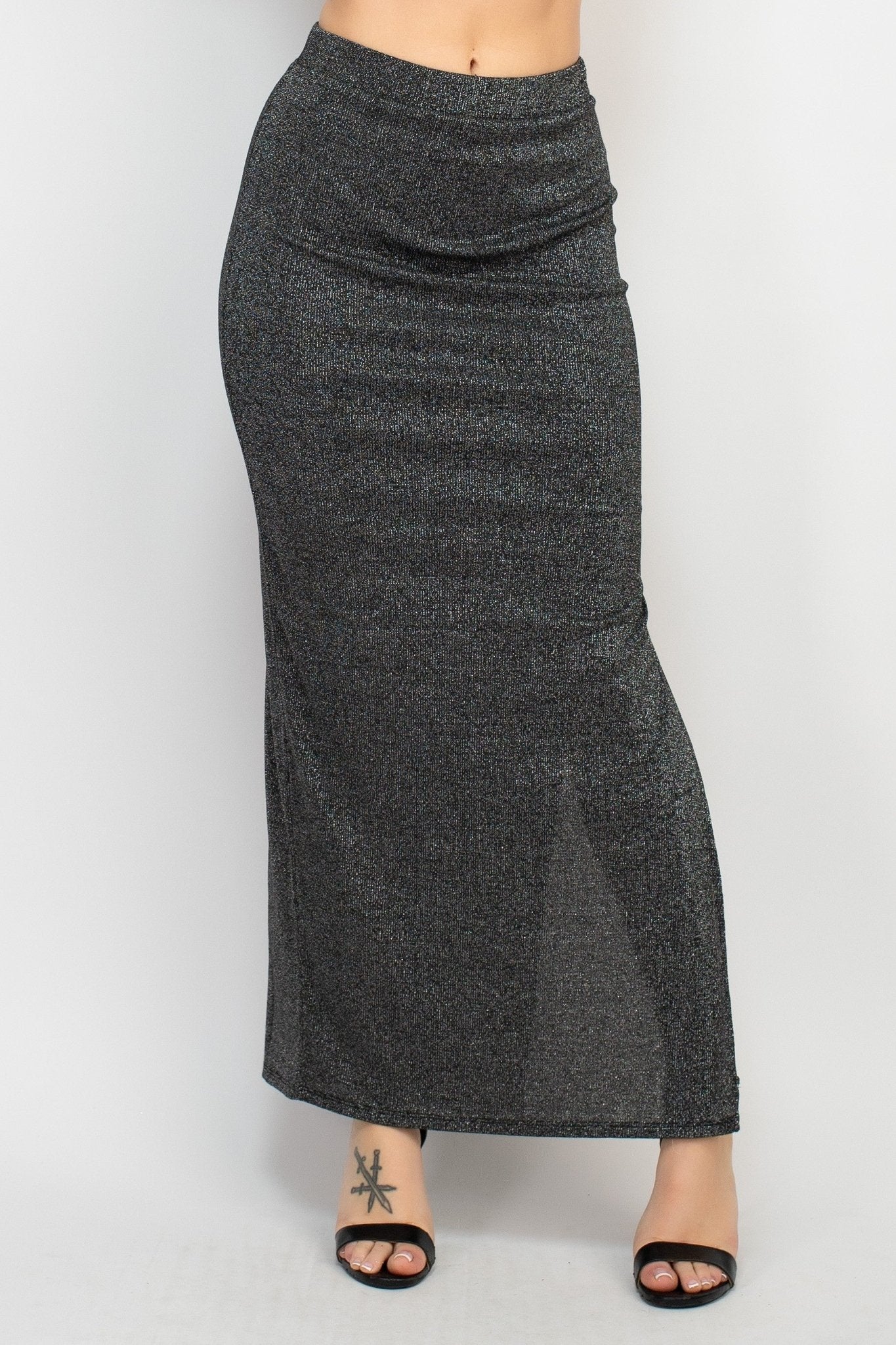 Metallic Mood High-Waist Slit Maxi Skirt