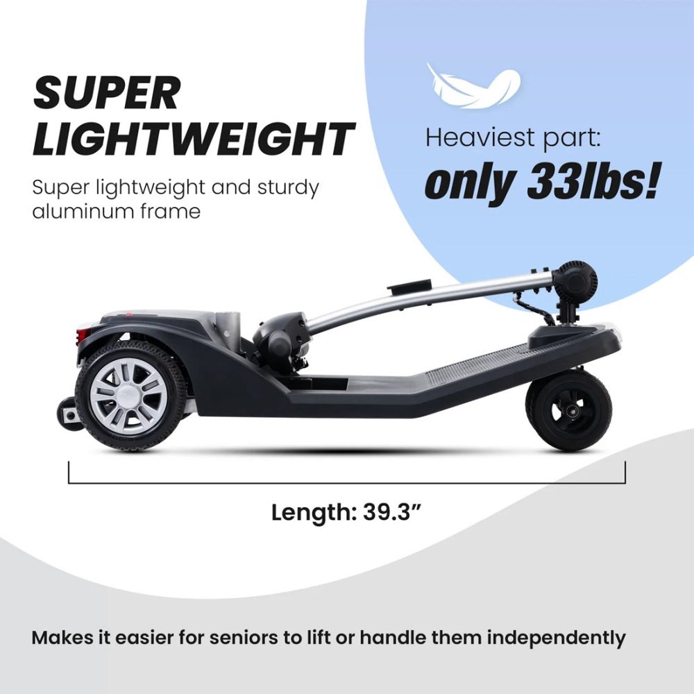 Metro Mobility Air Classic Electric 24V/12AH 250W Airline Approved Portable Folding Mobility Scooter, 265LBS (SAK96425) – SAK