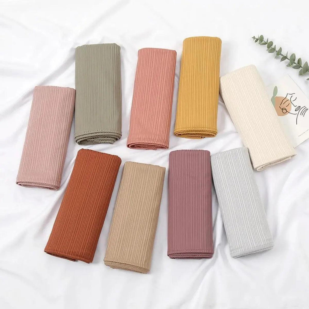 Mariam's Collection Crinkled Soft Jersey Hijab | Crinkled Hijab (MH001) — Mariam's Collection branding close-up
