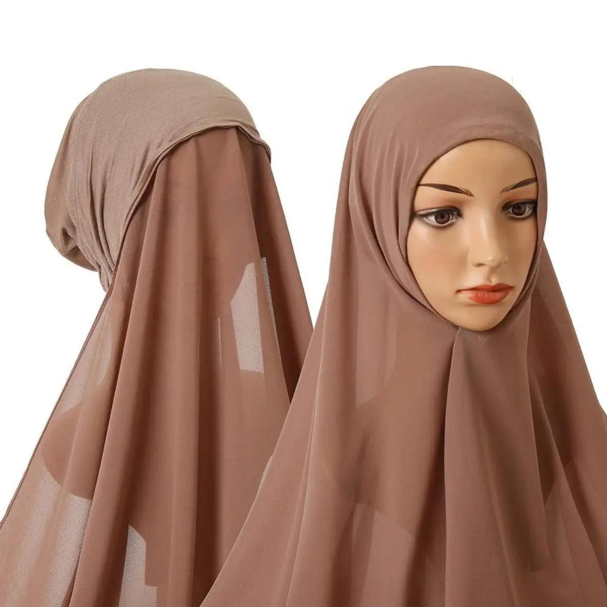 Mariam's Collection Mariam's Collection Chiffon Instant Hijab with Modal Undercap (MH004) — product on model