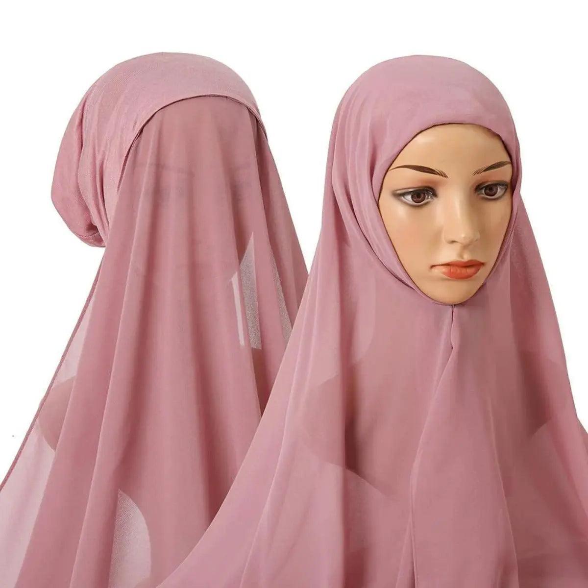 Mariam's Collection Mariam's Collection Chiffon Instant Hijab with Modal Undercap (MH004) — flat-lay composition