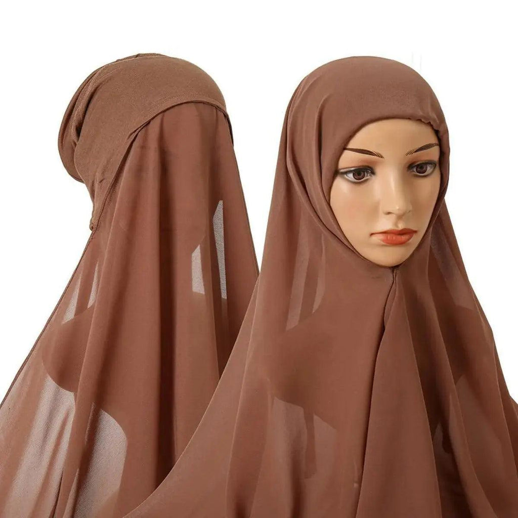 Mariam's Collection Mariam's Collection Chiffon Instant Hijab with Modal Undercap (MH004) — fabric or material detail