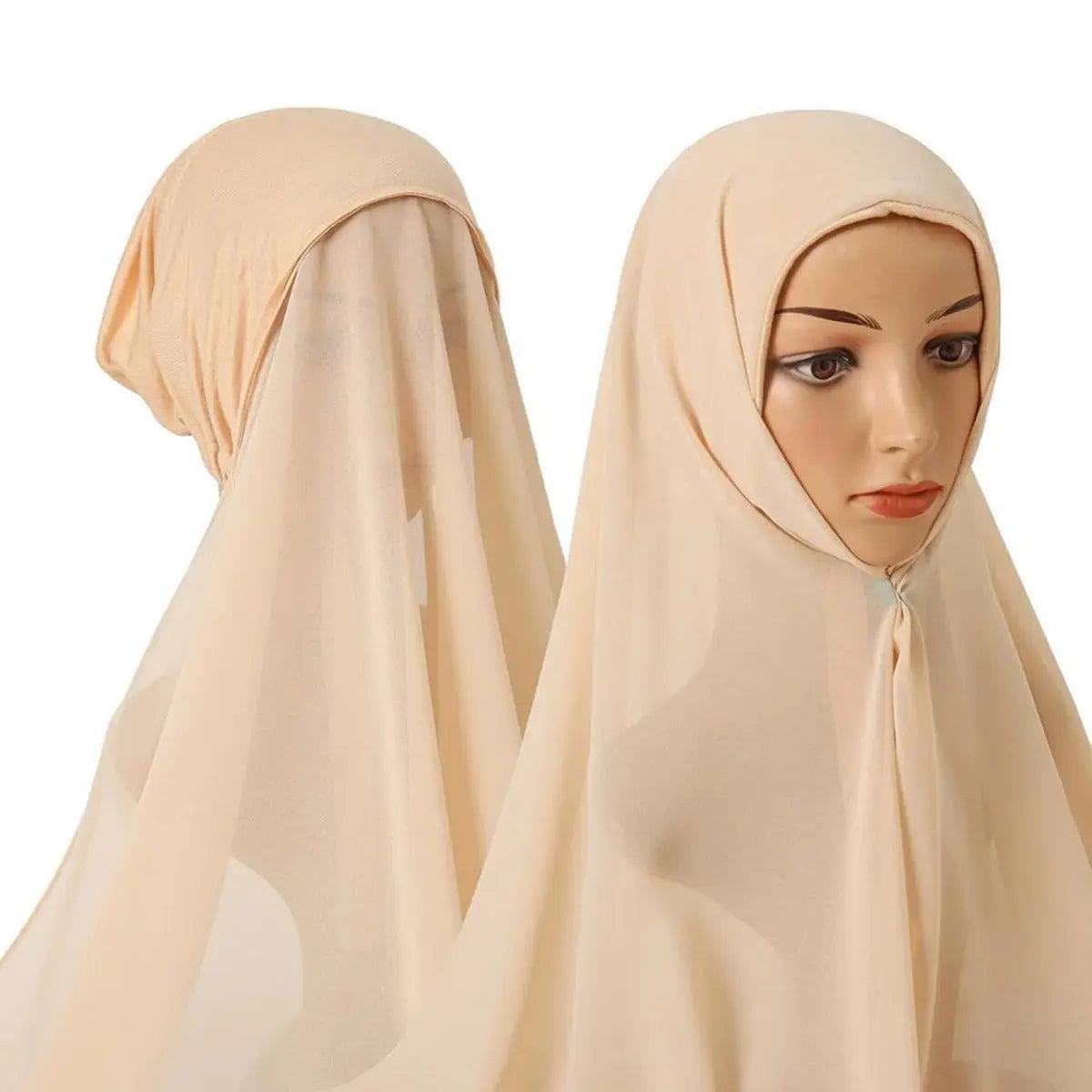 Mariam's Collection Mariam's Collection Chiffon Instant Hijab with Modal Undercap (MH004) — detail close-up