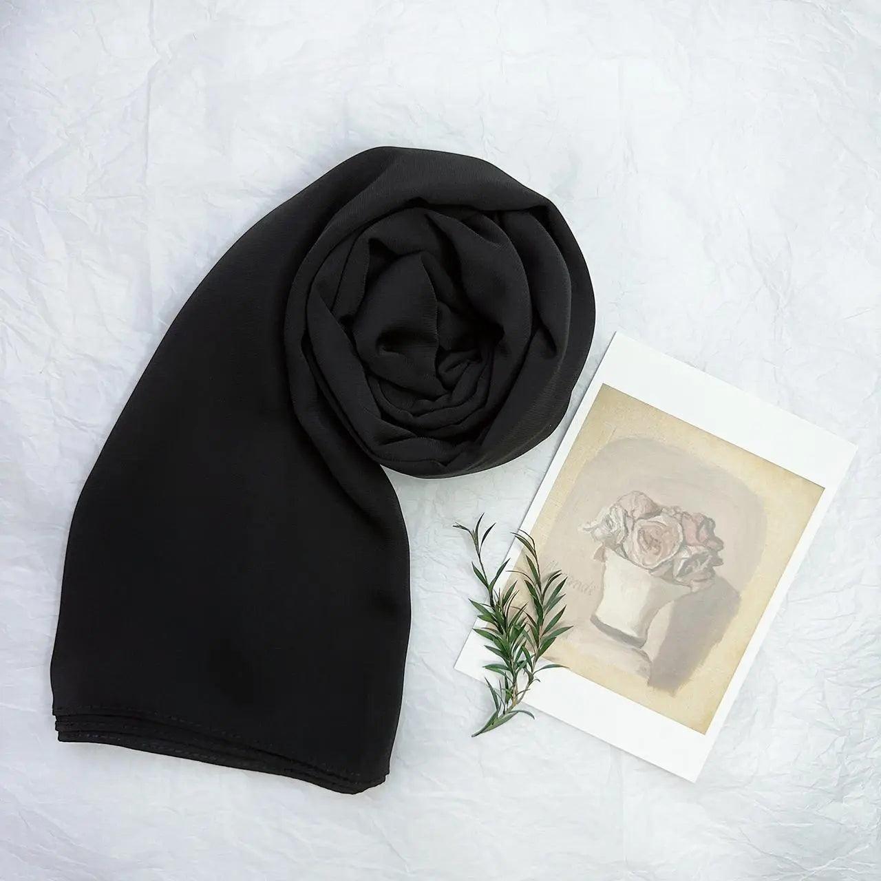 Mariam's Collection High Density Chiffon Hijab (MH005) — Mariam's Collection branding close-up
