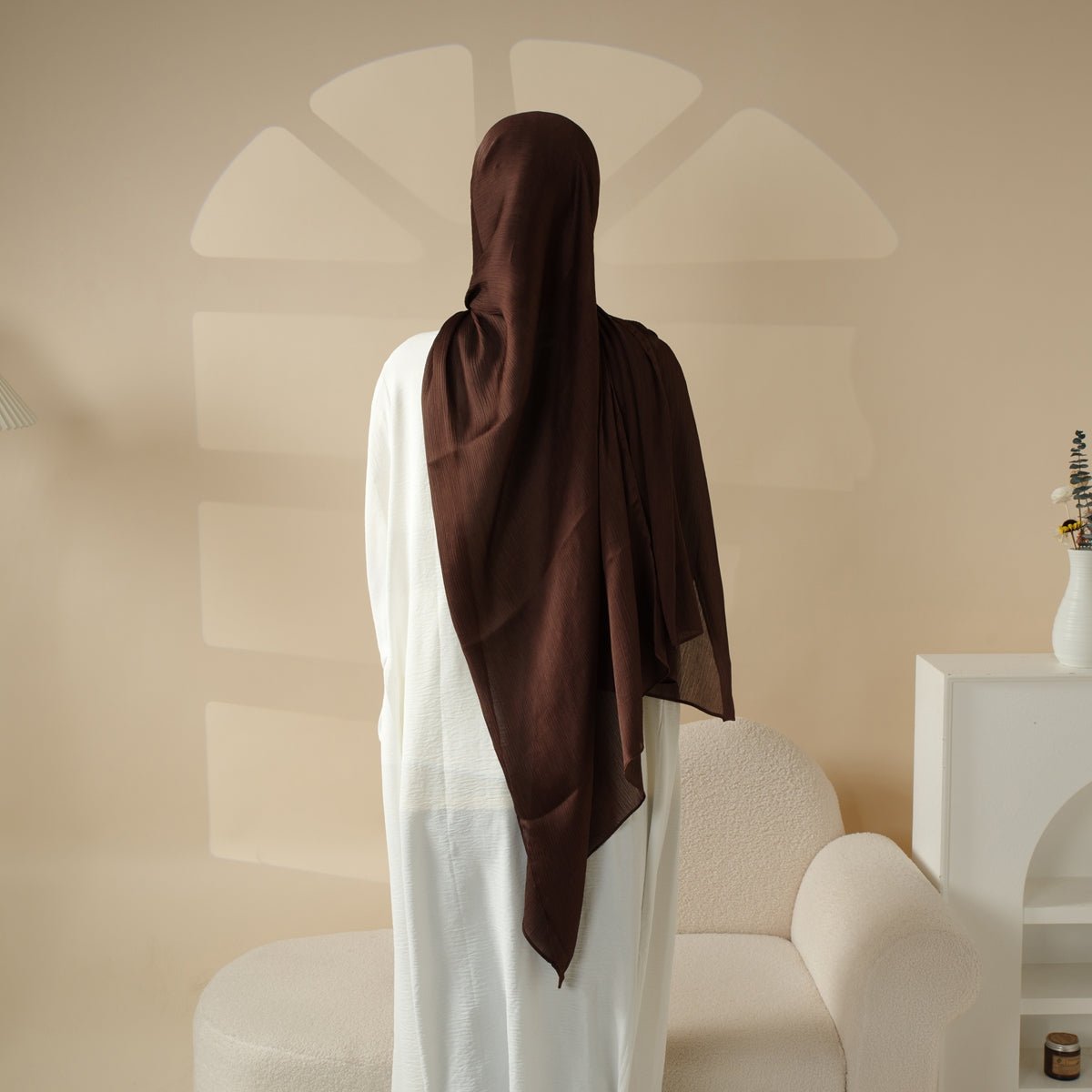 Mariam's Collection Mariam's Collection Premium Crinkled Satin Scarf (MH006) — construction detail