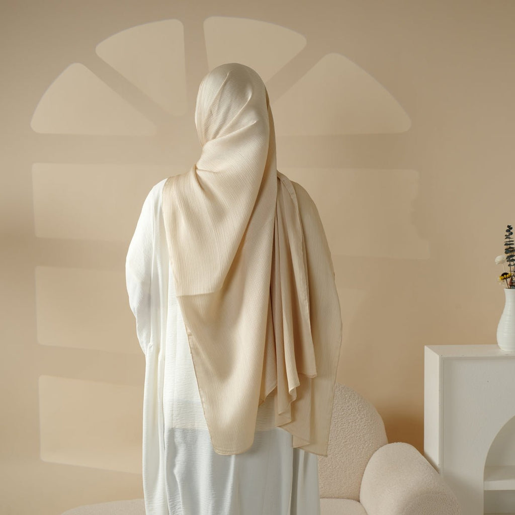 Mariam's Collection Mariam's Collection MH013 Textured Satin Star Hijab — construction detail