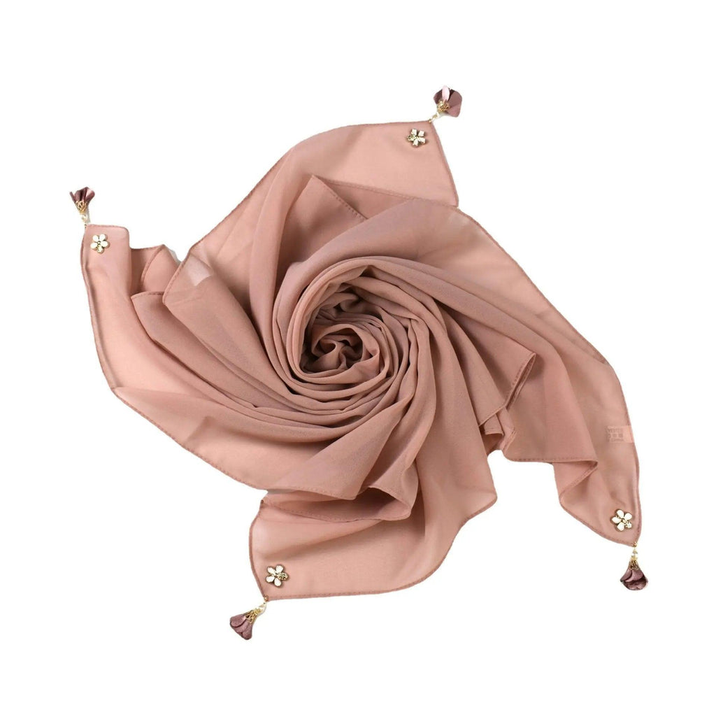 Mariam's Collection Mariam's Collection Pearl chiffon square hijab scarf (MH030) — lifestyle worn / used context