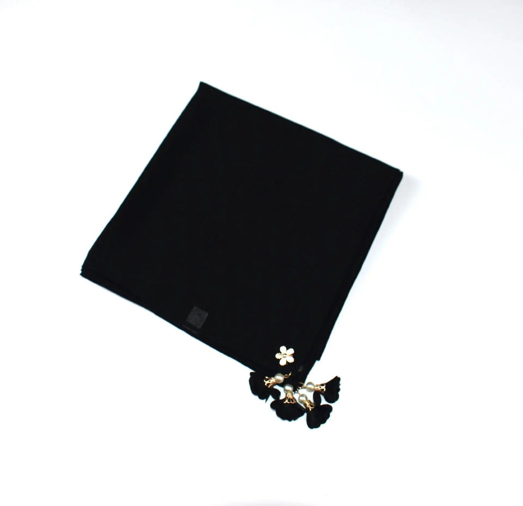 Mariam's Collection Mariam's Collection Pearl chiffon square hijab scarf (MH030) — detail shot 6