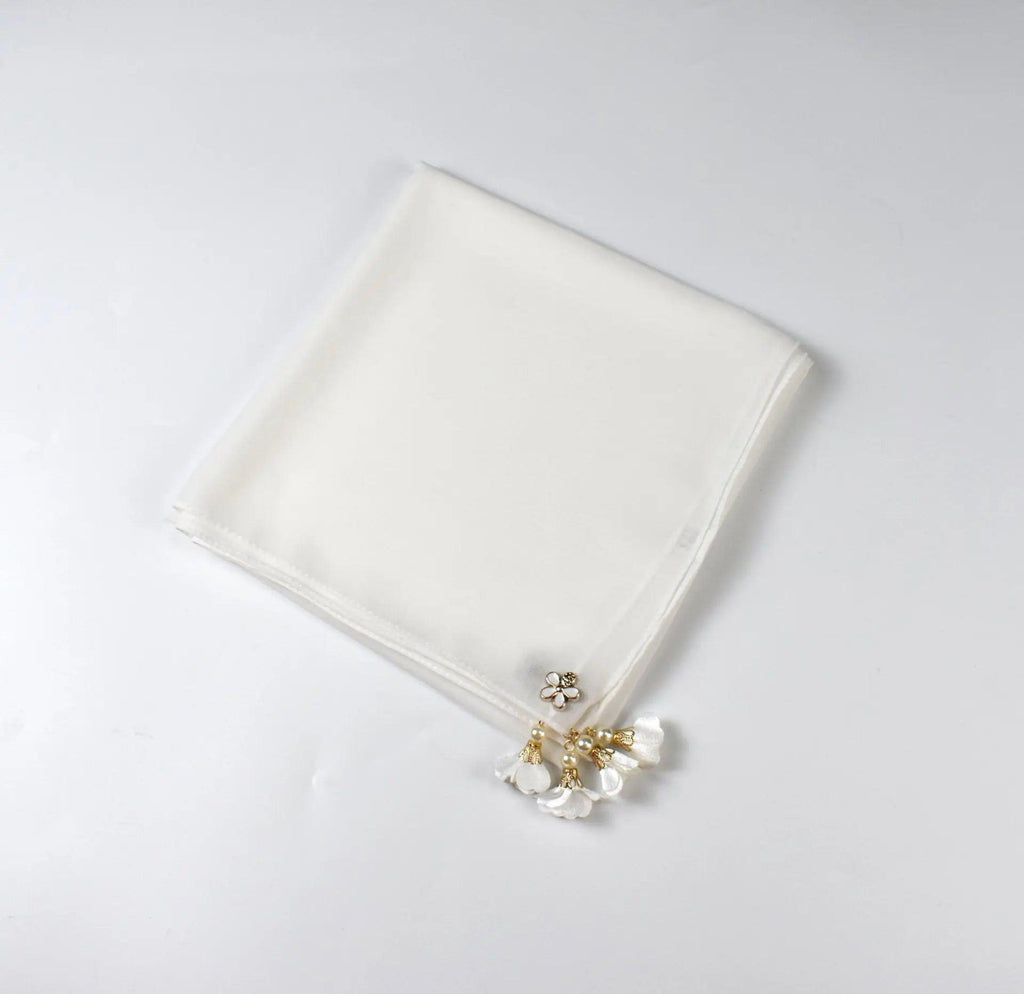 Mariam's Collection Mariam's Collection Pearl chiffon square hijab scarf (MH030) — detail shot 7