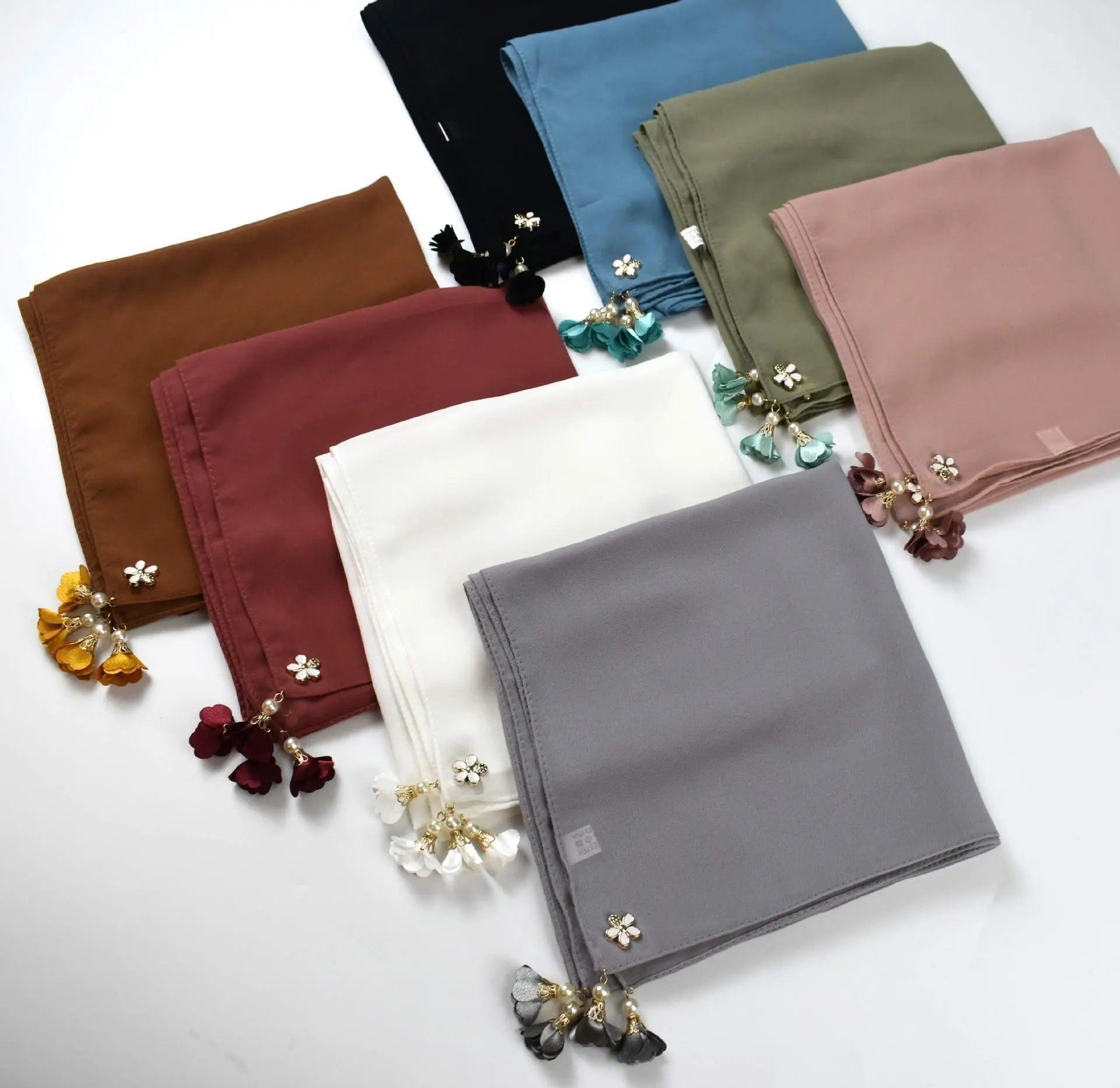 Mariam's Collection Mariam's Collection Pearl chiffon square hijab scarf (MH030) — main product shot