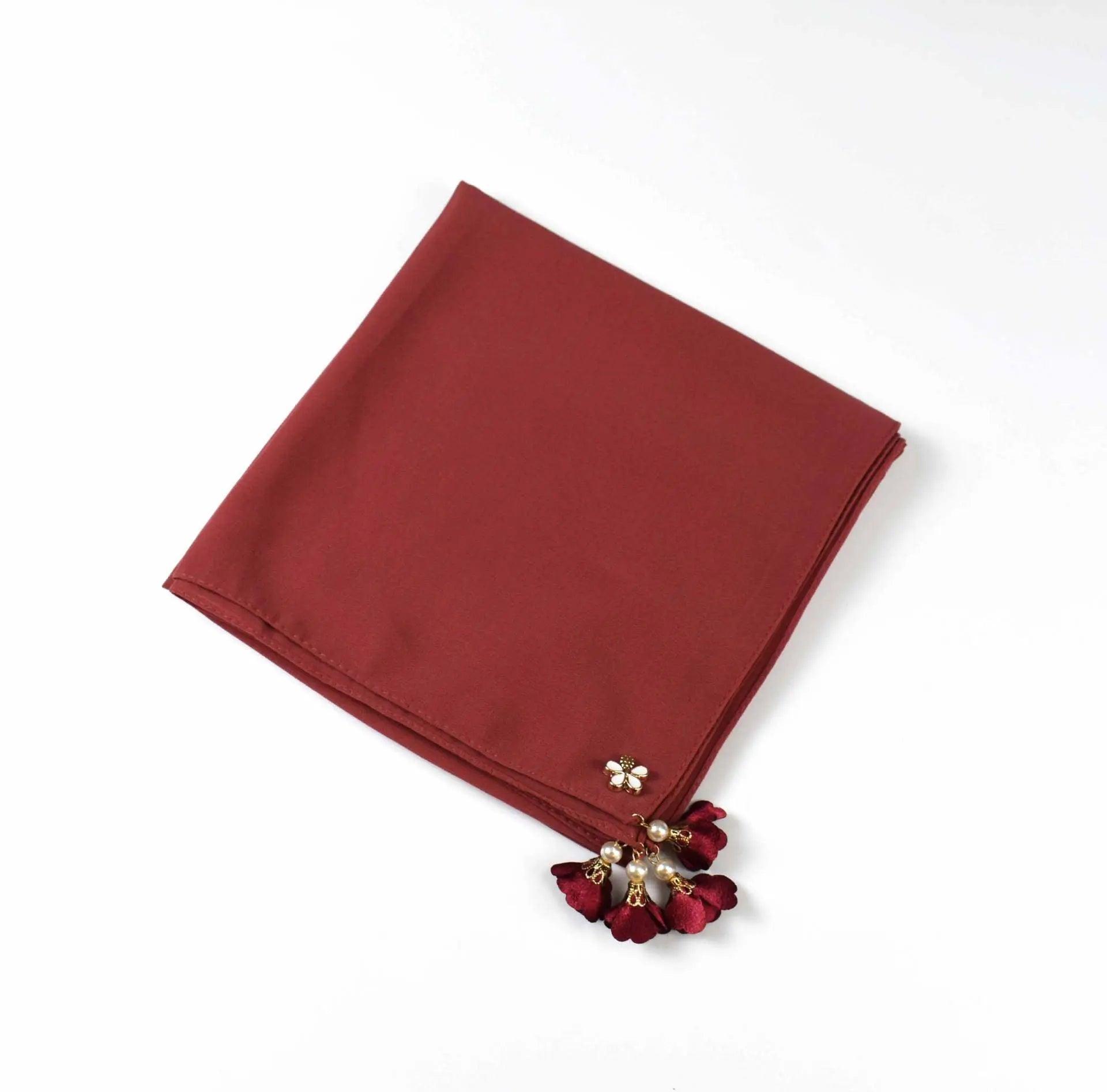 Mariam's Collection Mariam's Collection Pearl chiffon square hijab scarf (MH030) — fabric or material detail