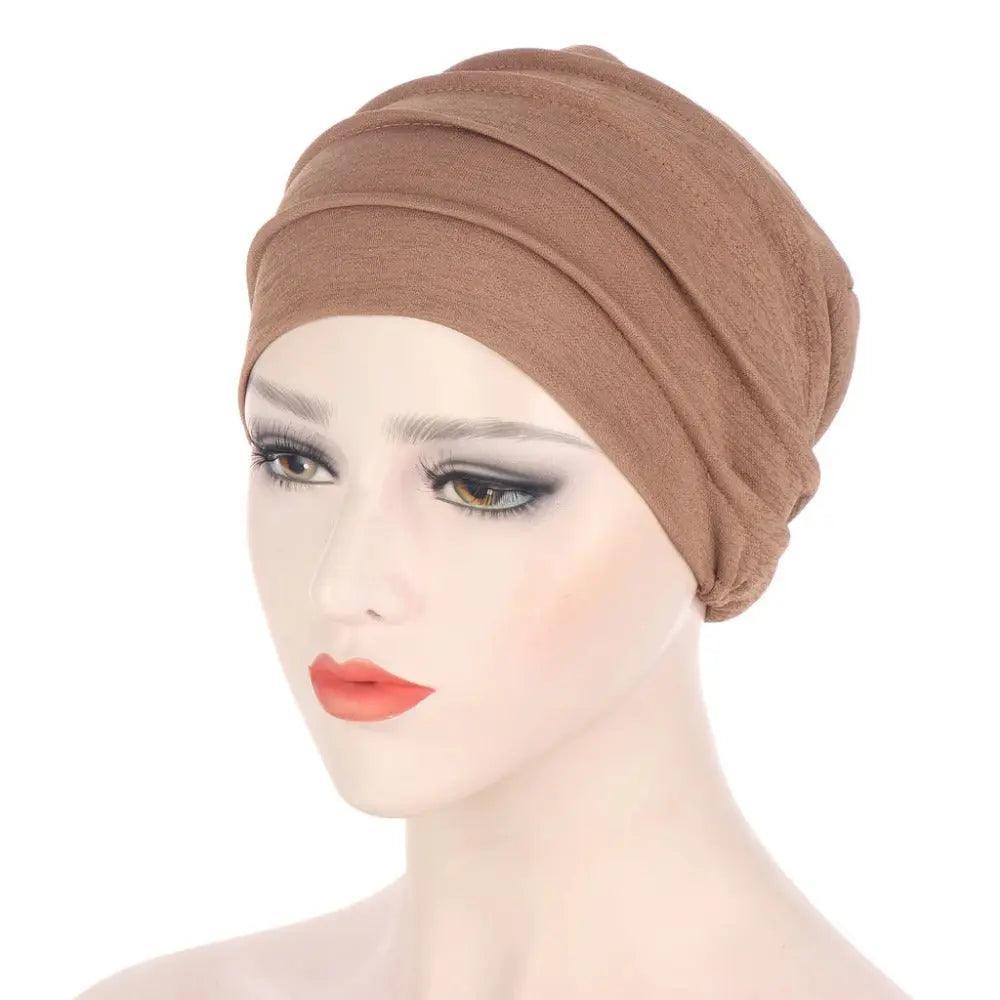 Mariam's Collection Mariam's Collection Solid Color Slub Cotton Undercap Hijab (MH031) — product on model