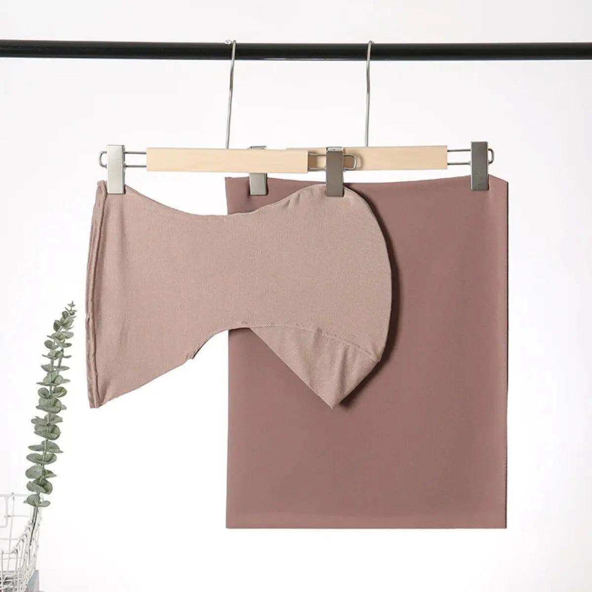 Mariam's Collection Solid Color Chiffon Hijab  With Neck Base Hat 2pcs Set (MH036) — detail close-up