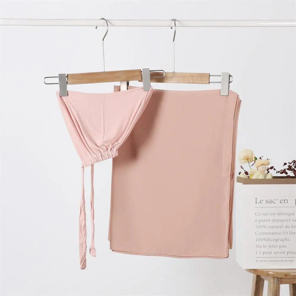 Mariam's Collection Chiffon Hijab with Cord Base Cap 2pcs Set (MH037) — flat-lay composition