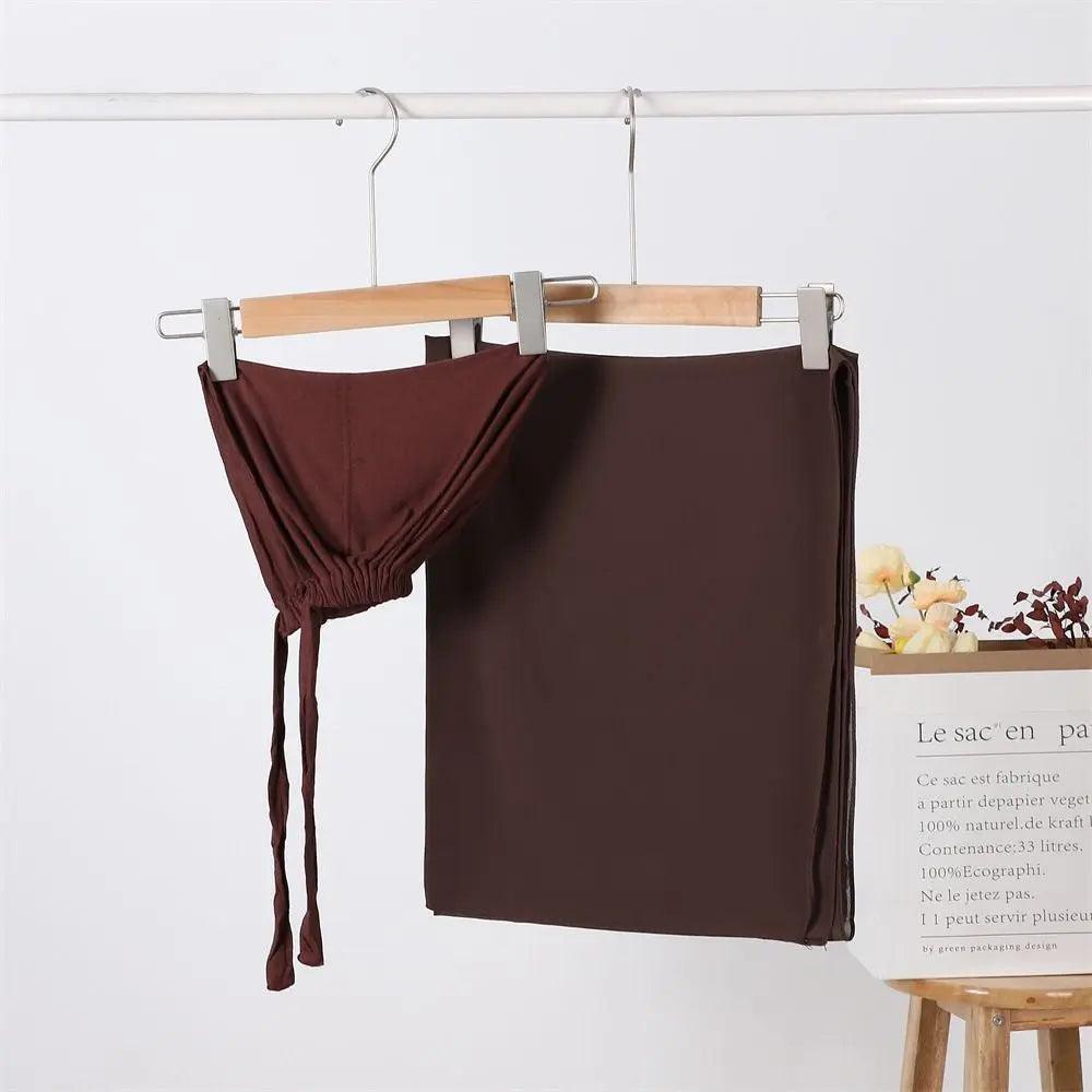 Mariam's Collection Chiffon Hijab with Cord Base Cap 2pcs Set (MH037) — flat-lay composition