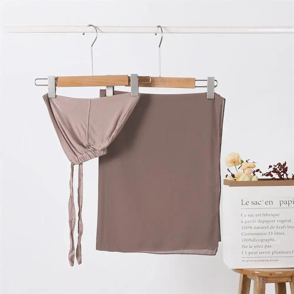 Mariam's Collection Chiffon Hijab with Cord Base Cap 2pcs Set (MH037) — alternative angle