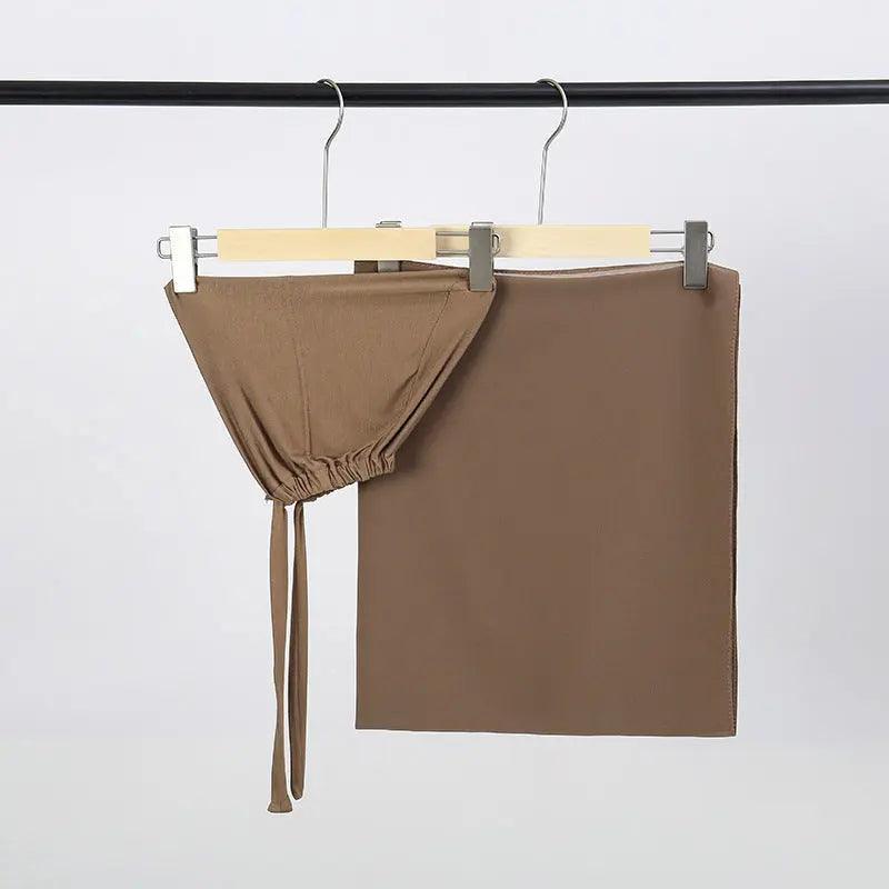 Mariam's Collection Chiffon Hijab with Cord Base Cap 2pcs Set (MH037) — back view
