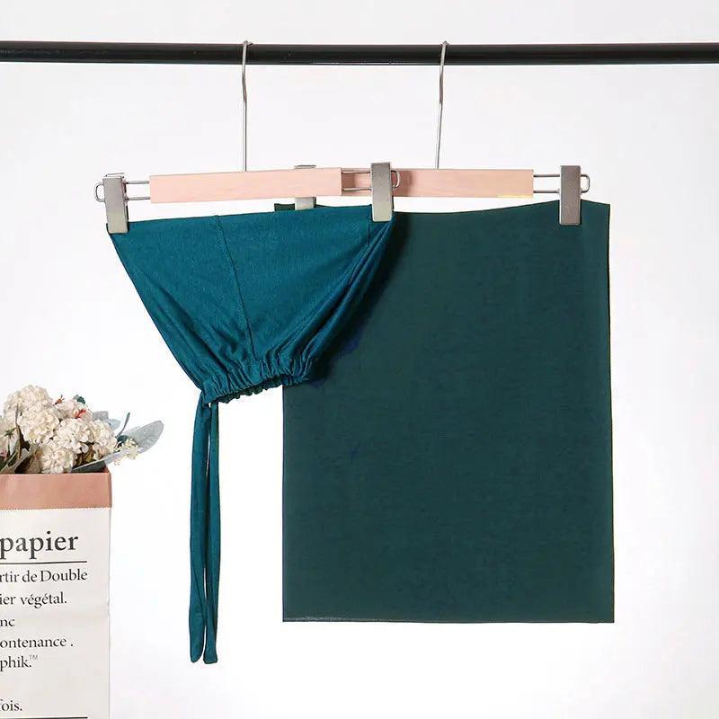 Mariam's Collection Chiffon Hijab with Cord Base Cap 2pcs Set (MH037) — product on model