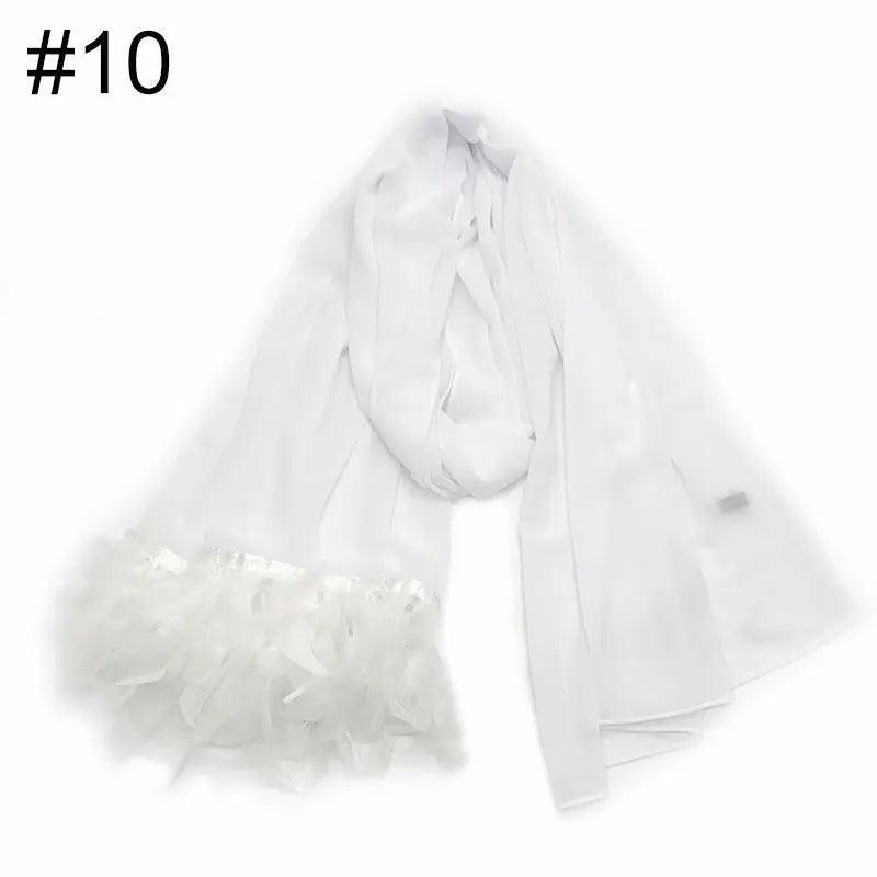 Mariam's Collection Mariam's Collection Chiffon Scarves Feather Scarf Hijab (MH039) — flat-lay composition