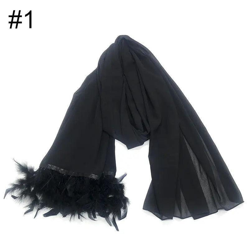 Mariam's Collection Mariam's Collection Chiffon Scarves Feather Scarf Hijab (MH039) — detail shot 6