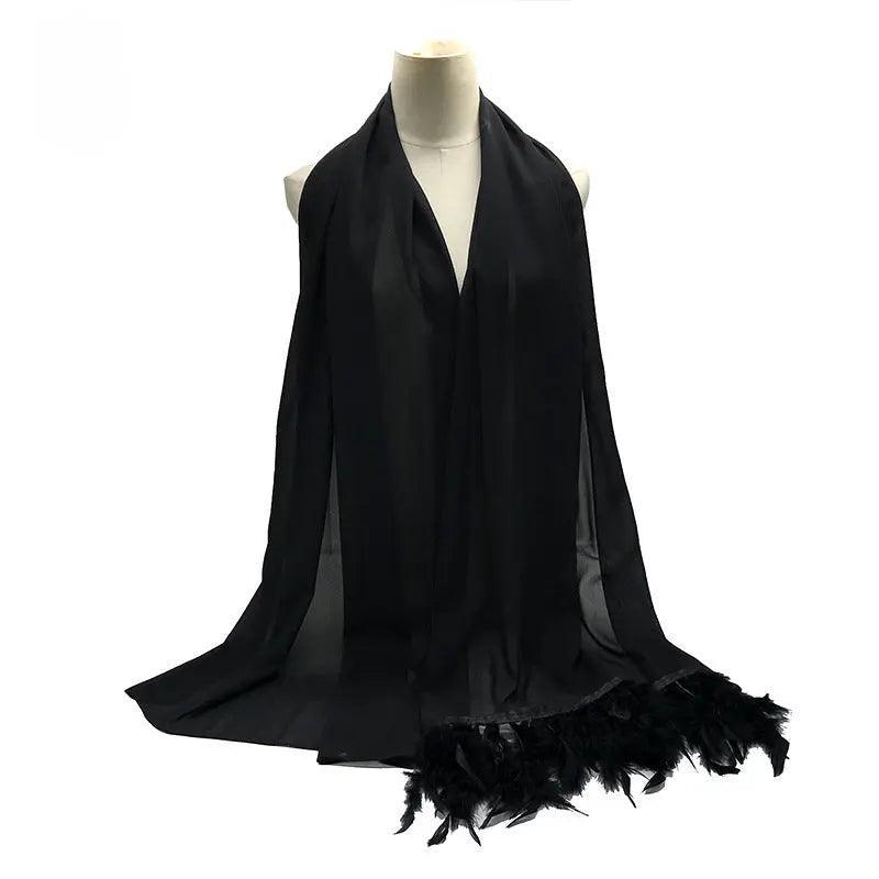 Mariam's Collection Mariam's Collection Chiffon Scarves Feather Scarf Hijab (MH039) — Mariam's Collection branding close-up