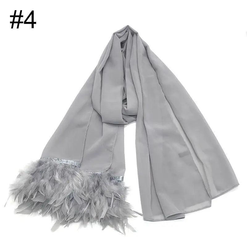 Mariam's Collection Mariam's Collection Chiffon Scarves Feather Scarf Hijab (MH039) — detail shot 9