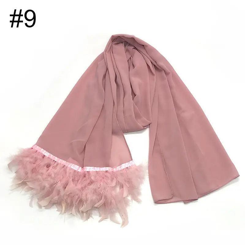Mariam's Collection Mariam's Collection Chiffon Scarves Feather Scarf Hijab (MH039) — product on model