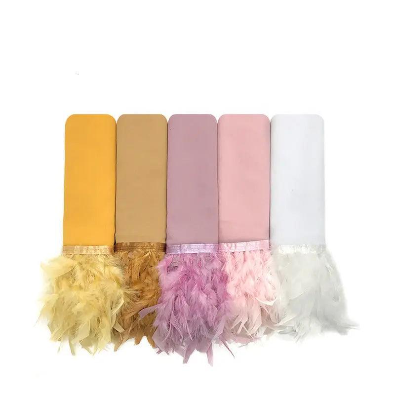 Mariam's Collection Mariam's Collection Chiffon Scarves Feather Scarf Hijab (MH039) — construction detail