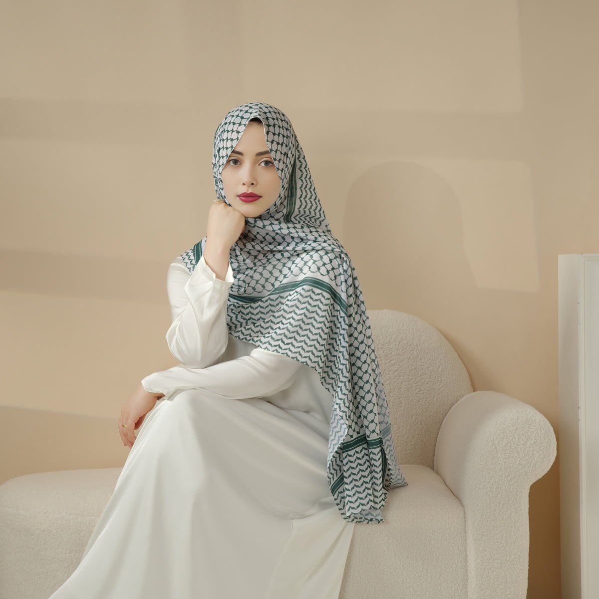 Mariam's Collection Chiffon Keffiyeh Hijab (MH045) — Mariam's Collection branding close-up