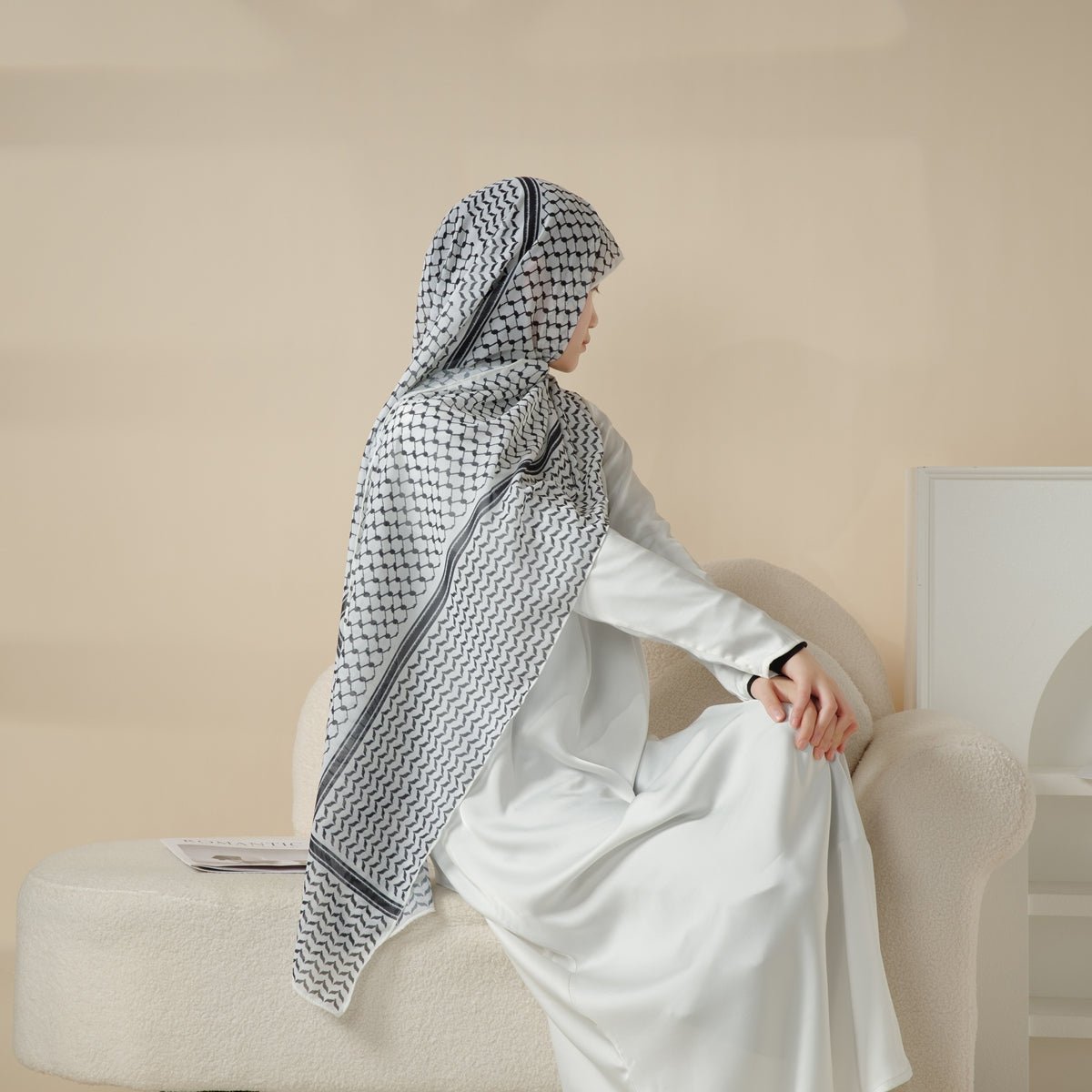 Mariam's Collection Chiffon Keffiyeh Hijab (MH045) — construction detail