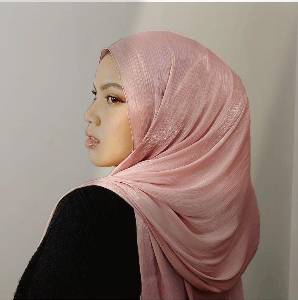 Mariam's Collection Solid Color Thin Plain Satin Long Hijab (MH051) — construction detail