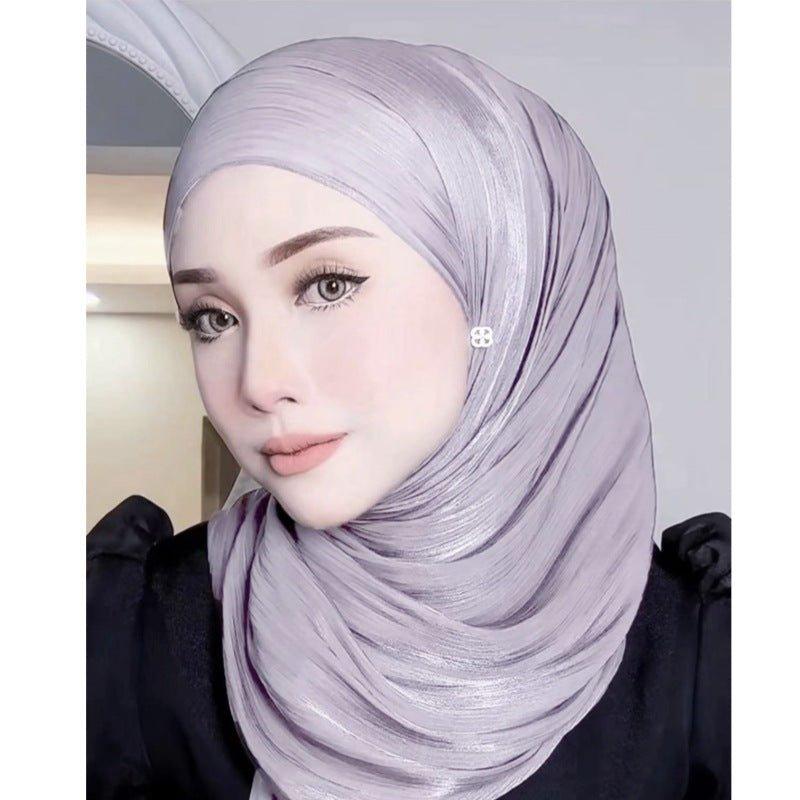 Mariam's Collection Solid Color Thin Plain Satin Long Hijab (MH051) — Mariam's Collection branding close-up