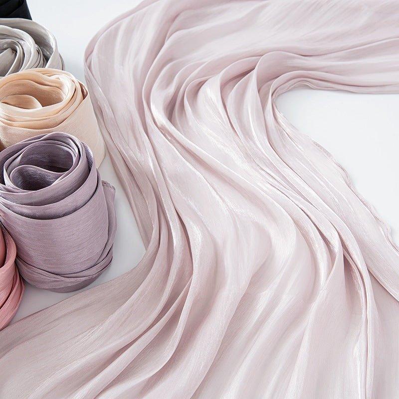 Mariam's Collection Solid Color Thin Plain Satin Long Hijab (MH051) — detail close-up