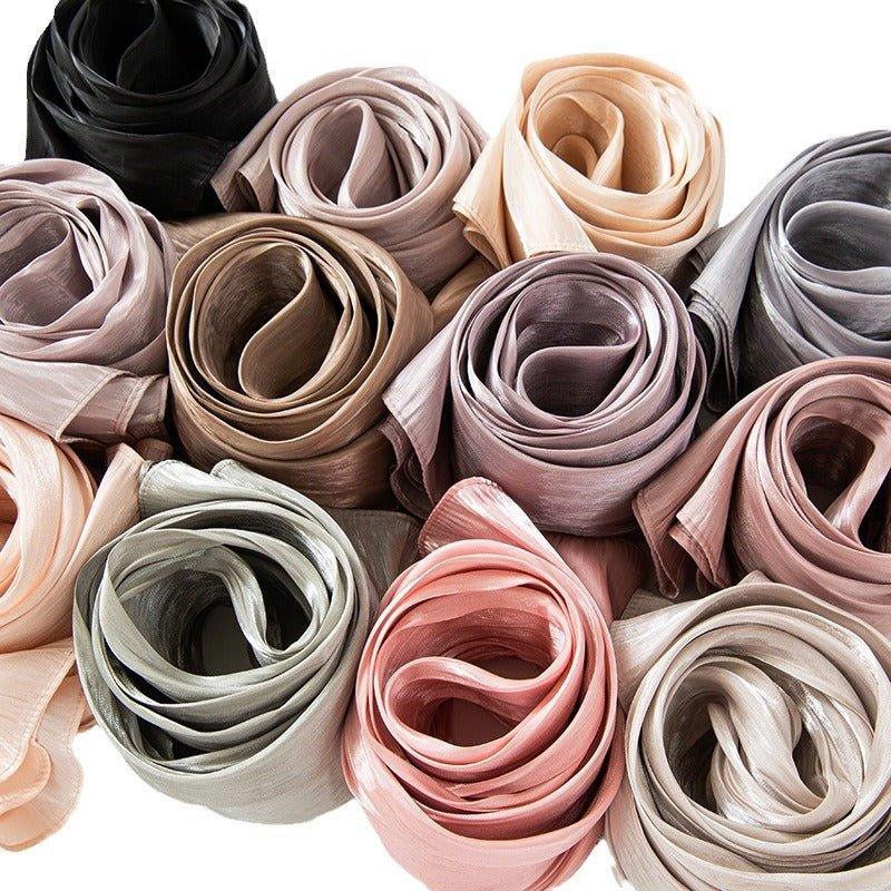 Mariam's Collection Solid Color Thin Plain Satin Long Hijab (MH051) — lifestyle worn / used context