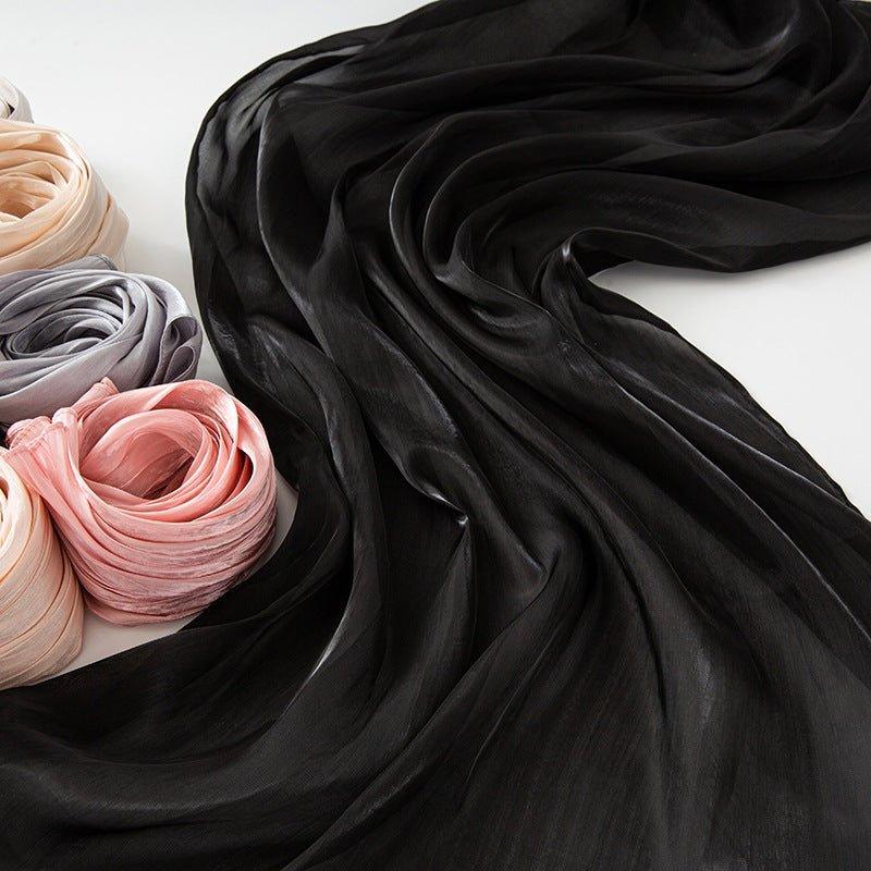 Mariam's Collection Solid Color Thin Plain Satin Long Hijab (MH051) — product on model