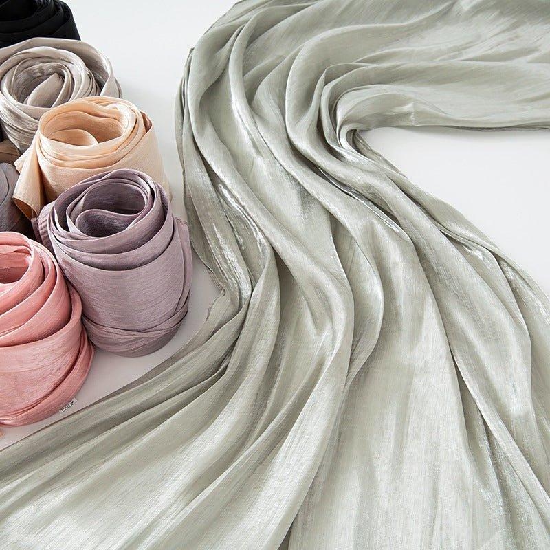 Mariam's Collection Solid Color Thin Plain Satin Long Hijab (MH051) — fabric or material detail
