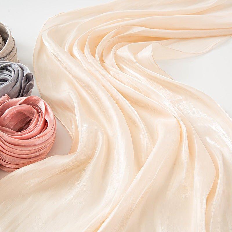Mariam's Collection Solid Color Thin Plain Satin Long Hijab (MH051) — flat-lay composition