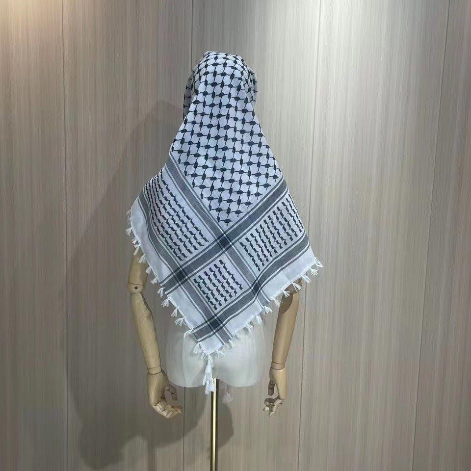 Mariam's Collection Mariam's Collection MH052 Four-Sided Fringed  Keffiyeh Square Hijab — detail shot 6