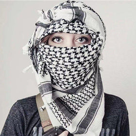 Mariam's Collection MH052 Four-Sided Fringed  Keffiyeh Square Hijab