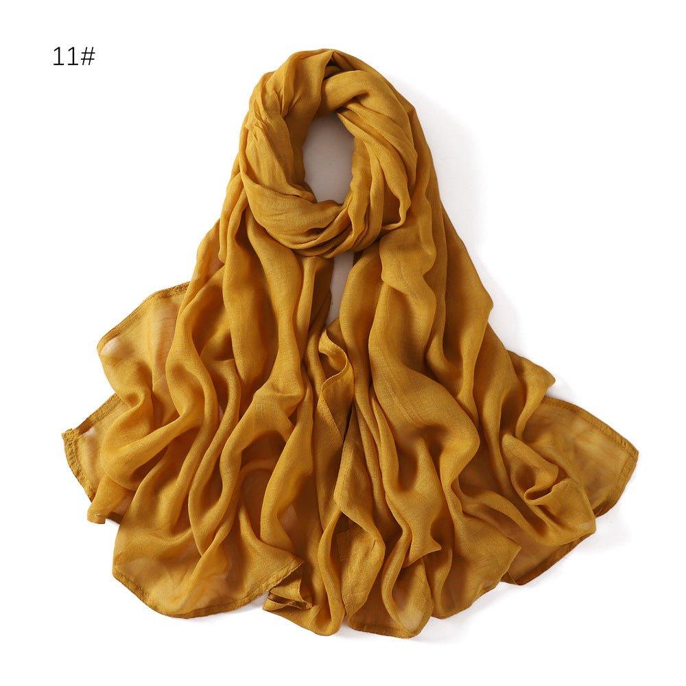 Mariam's Collection MH054 Rayon Solid Color Wide Brim Hijab — flat-lay composition
