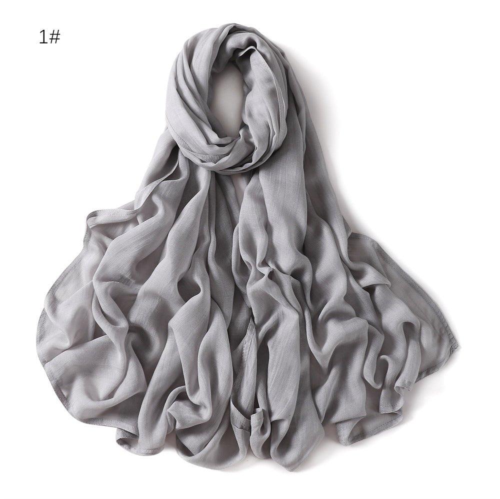 Mariam's Collection Mariam's Collection MH054 Rayon Solid Color Wide Brim Hijab — lifestyle worn / used context