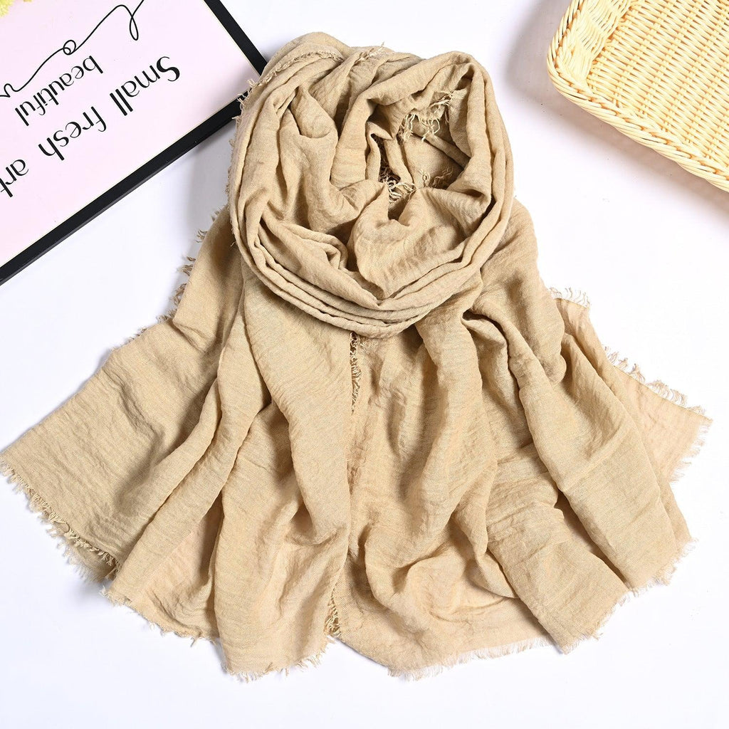 Mariam's Collection MH055 Encrypted Bubble Wrinkle Solid Color Hijab — product on model