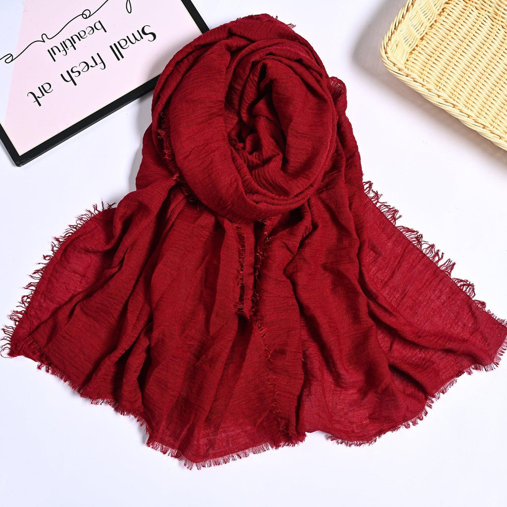 Mariam's Collection MH055 Encrypted Bubble Wrinkle Solid Color Hijab — alternative angle